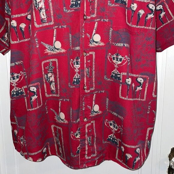 ClearWater Outfitters Resort Collection red golf themed short sleeved shirt - Picture 3 of 8